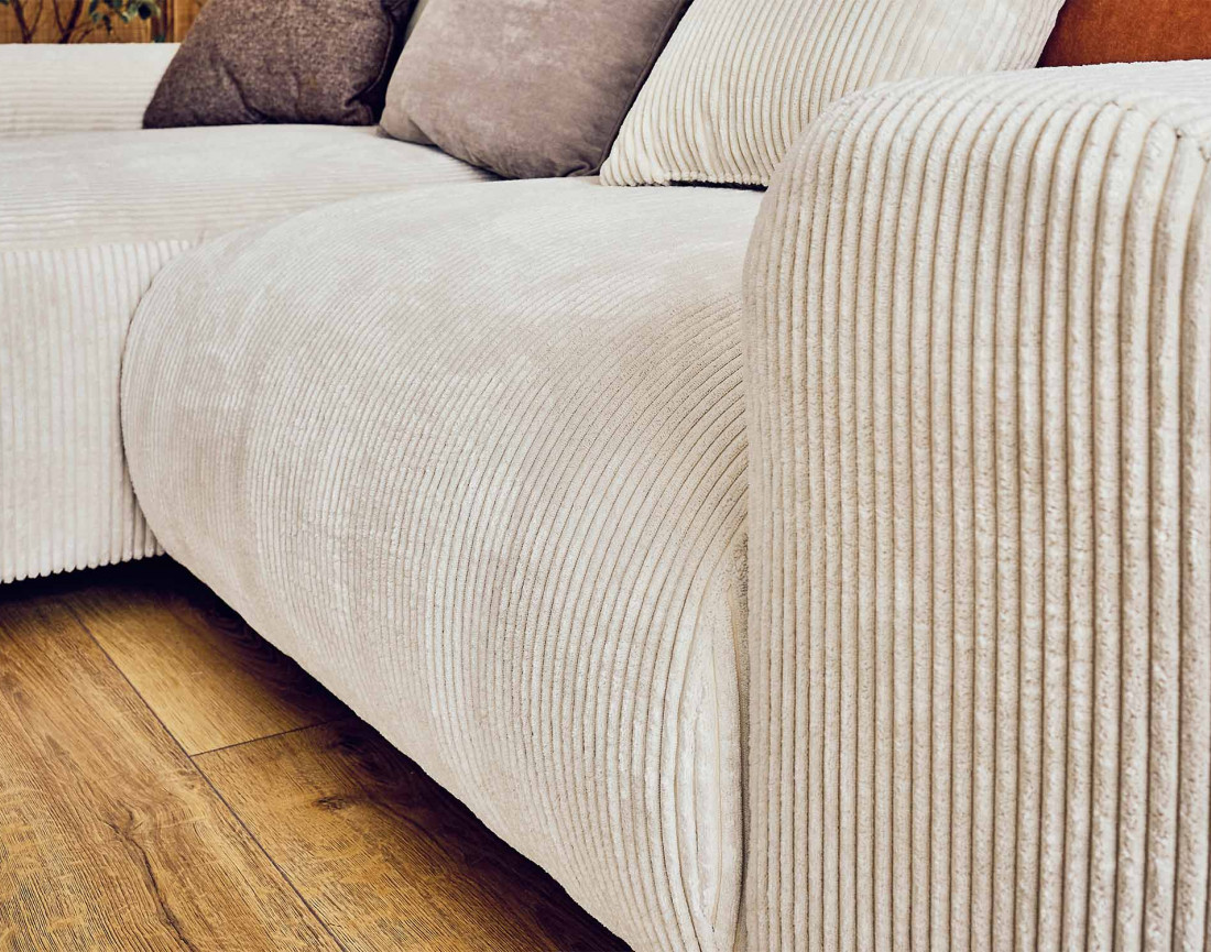 Canapé d'angle réversible 4 places en velours côtelé Garance