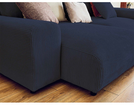 Canapé d'angle réversible 4 places en velours côtelé Garance