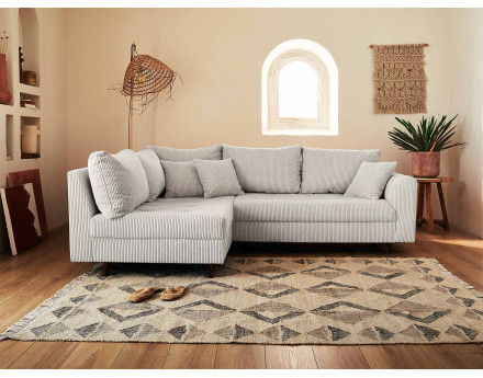 Canapé d'angle gauche - 4 places - en velours côtelé - Rune