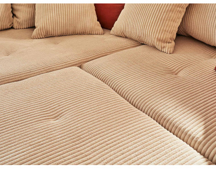 Canapé panoramique d'angle gauche 7 places - en velours côtelé - Rune