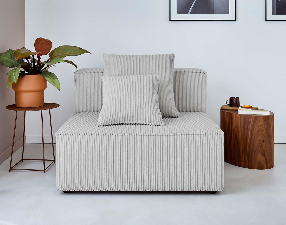 Canapé modulable d'angle gauche 6 places en velours côtelé Colombine