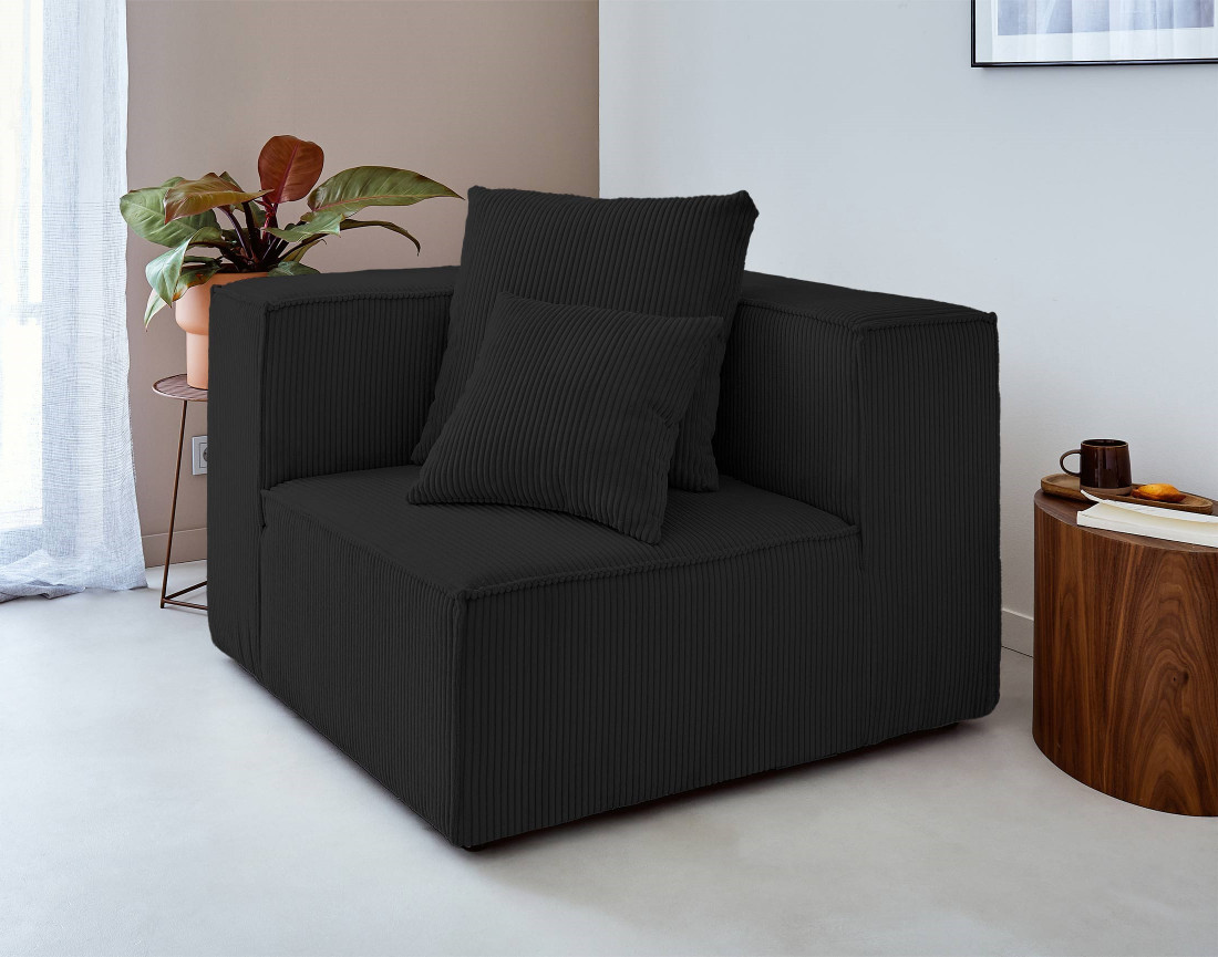 Canapé modulable d'angle gauche 6 places en velours côtelé Colombine