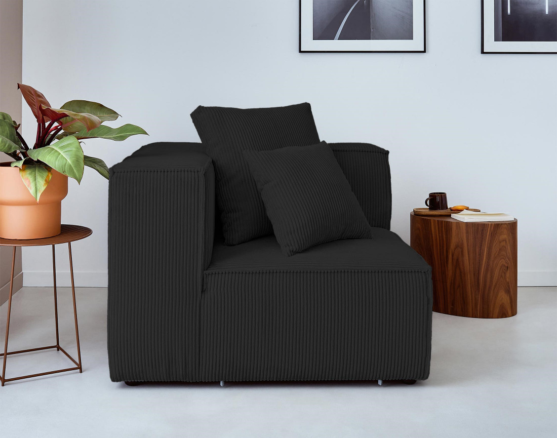 Canapé modulable d'angle gauche 6 places en velours côtelé Colombine