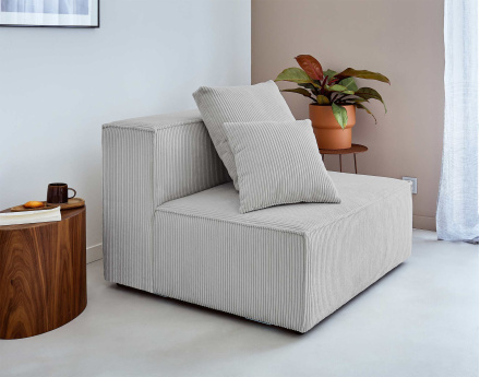 Module d'assise sans accoudoirs en velours côtelé Colombine