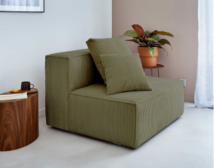 Module d'assise sans accoudoirs en velours côtelé Colombine