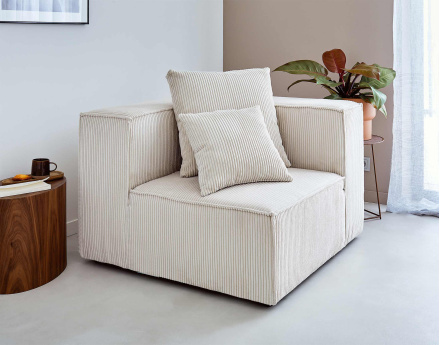 Module d'assise d'angle réversible en velours côtelé Colombine