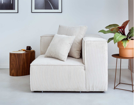 Module d'assise d'angle réversible en velours côtelé Colombine
