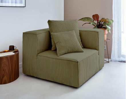 Module d'assise d'angle réversible en velours côtelé Colombine