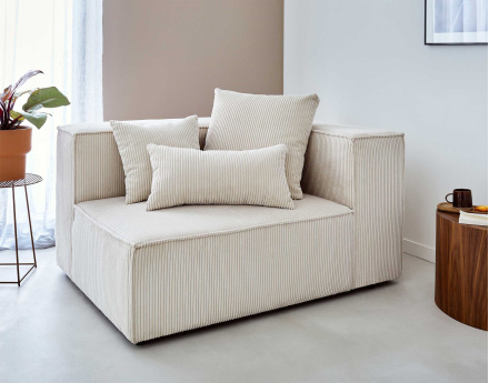 Module d'assise droit en velours côtelé Colombine