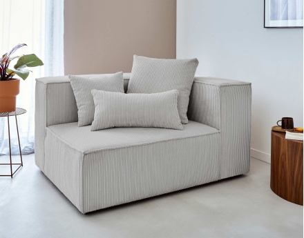 Module d'assise droit en velours côtelé Colombine