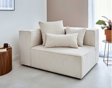 Module d'assise gauche en velours côtelé Colombine