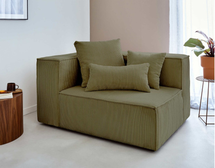 Module d'assise gauche en velours côtelé Colombine