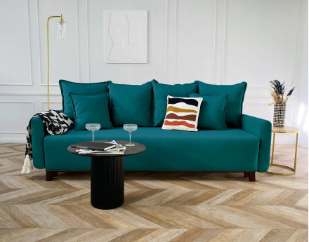 Canapé 3 places convertible avec coffre en velours Apia