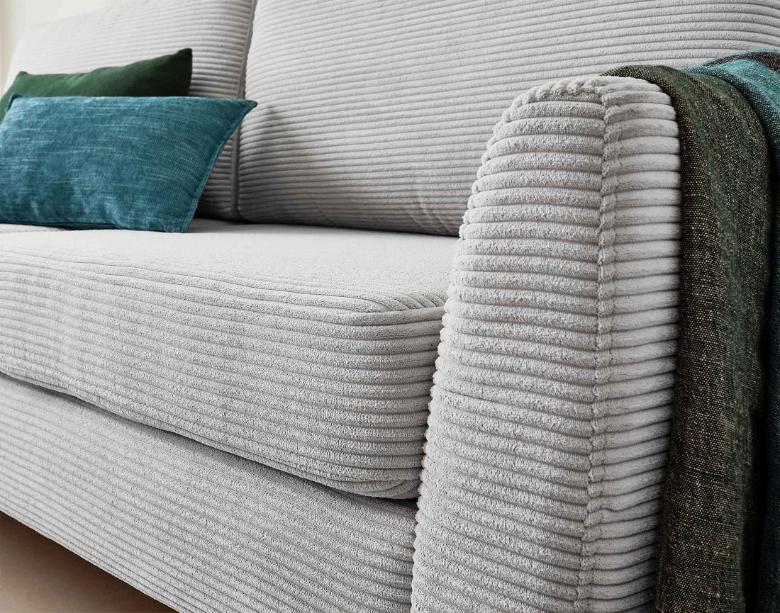 Canapé 3 places convertible avec coffre en velours côtelé Dan