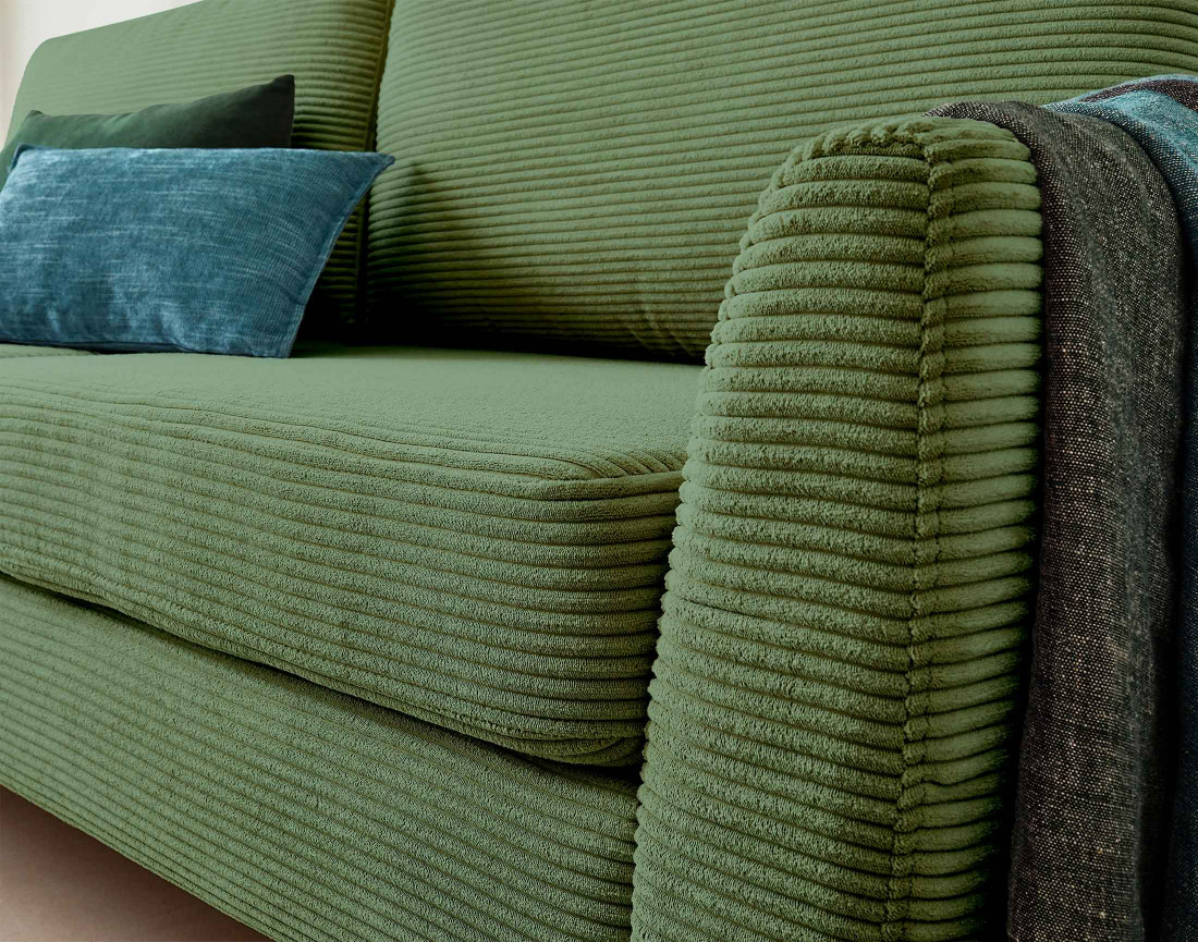 Canapé 3 places convertible avec coffre en velours côtelé Dan