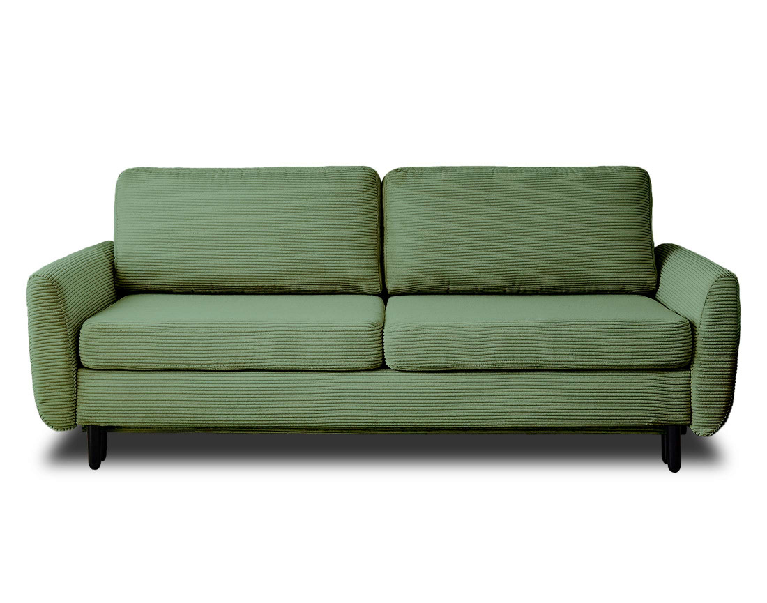 Canapé 3 places convertible avec coffre en velours côtelé Dan