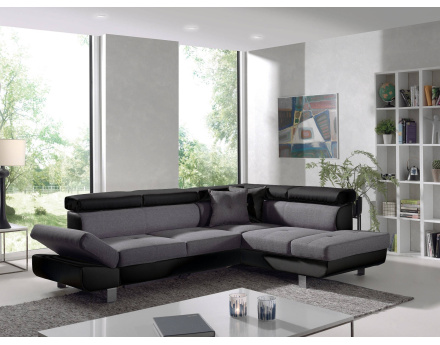 Lisbona – canapé d’angle droit convertible avec têtières relevables