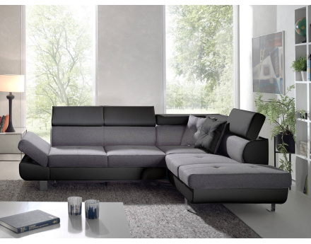 Lisbona – canapé d’angle droit convertible avec têtières relevables