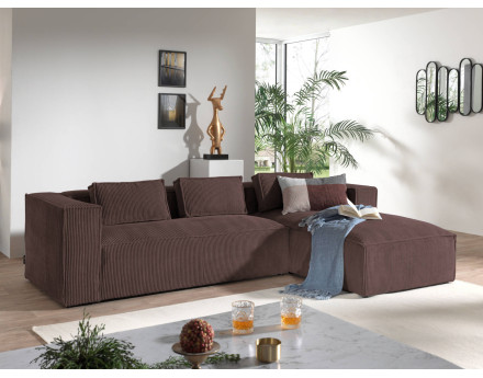 Stella - canapé d'angle - en velours côtelé - 4 places -style contemporain - droit