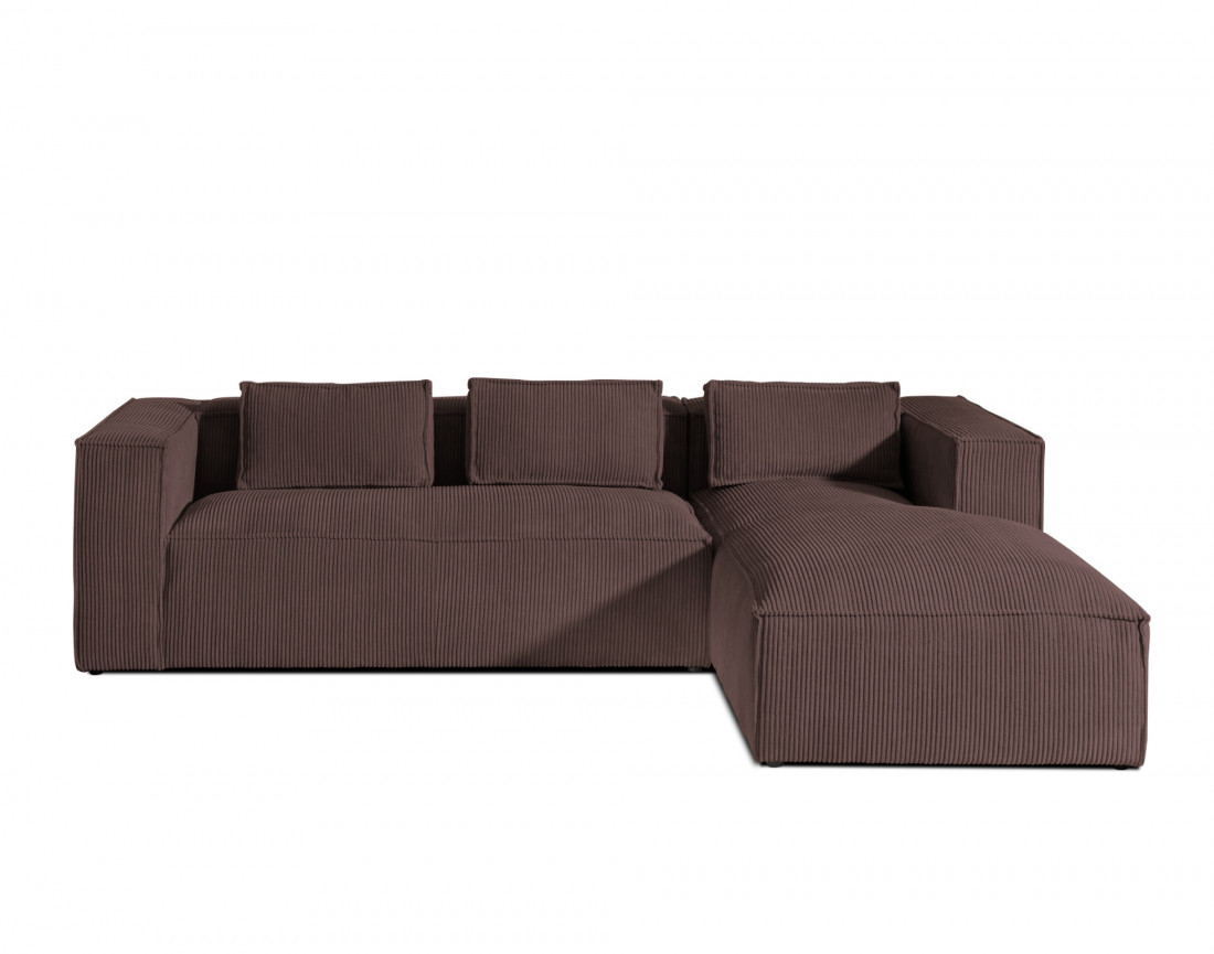 Stella - canapé d'angle - en velours côtelé - 4 places -style contemporain - droit