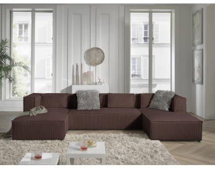 Stella - canapé panoramique en velours côtelé - 7 places - style contemporain