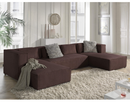 Stella - canapé panoramique en velours côtelé - 7 places - style contemporain