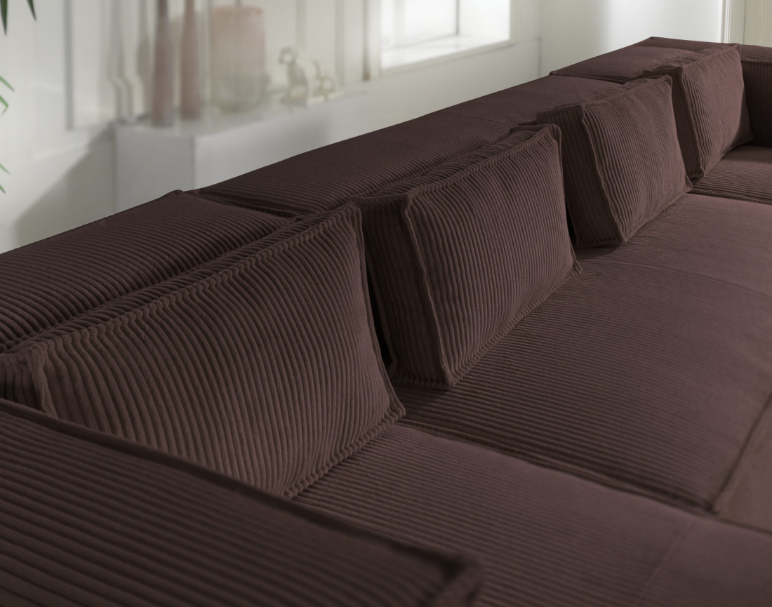 Stella - canapé panoramique en velours côtelé - 7 places - style contemporain