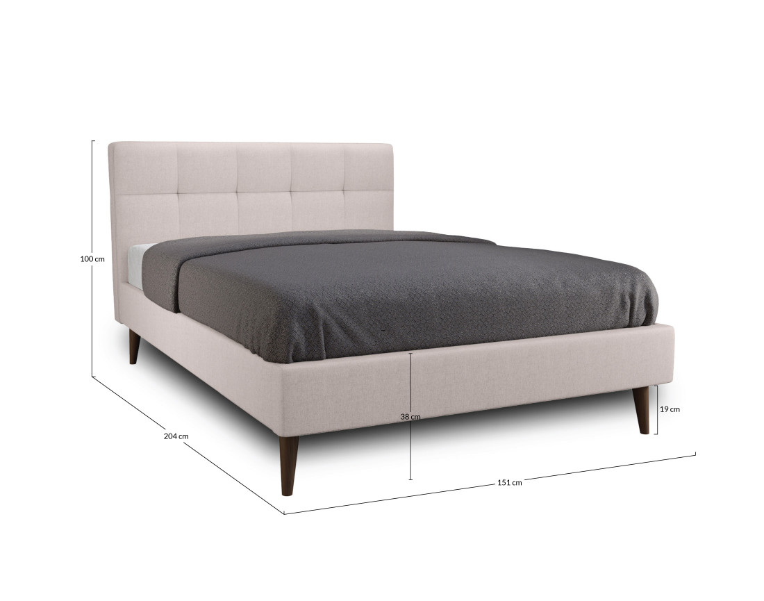 Lit 140x190 cm avec sommier inclus en tissu Monet
