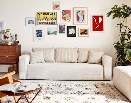 Canapé 3 places convertible avec coffre en velours côtelé Topaze