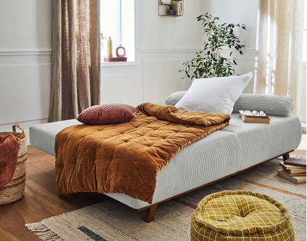 Cristal - canapé 3 places - convertible avec coffre - en velours côtelé