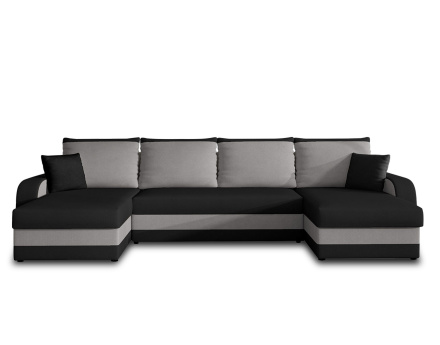 Canapé panoramique en U convertible avec coffres 7 places en velours Valos