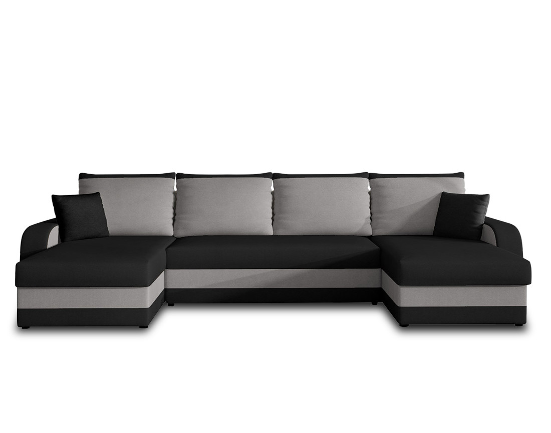 Canapé panoramique en U convertible avec coffres 7 places en velours Valos