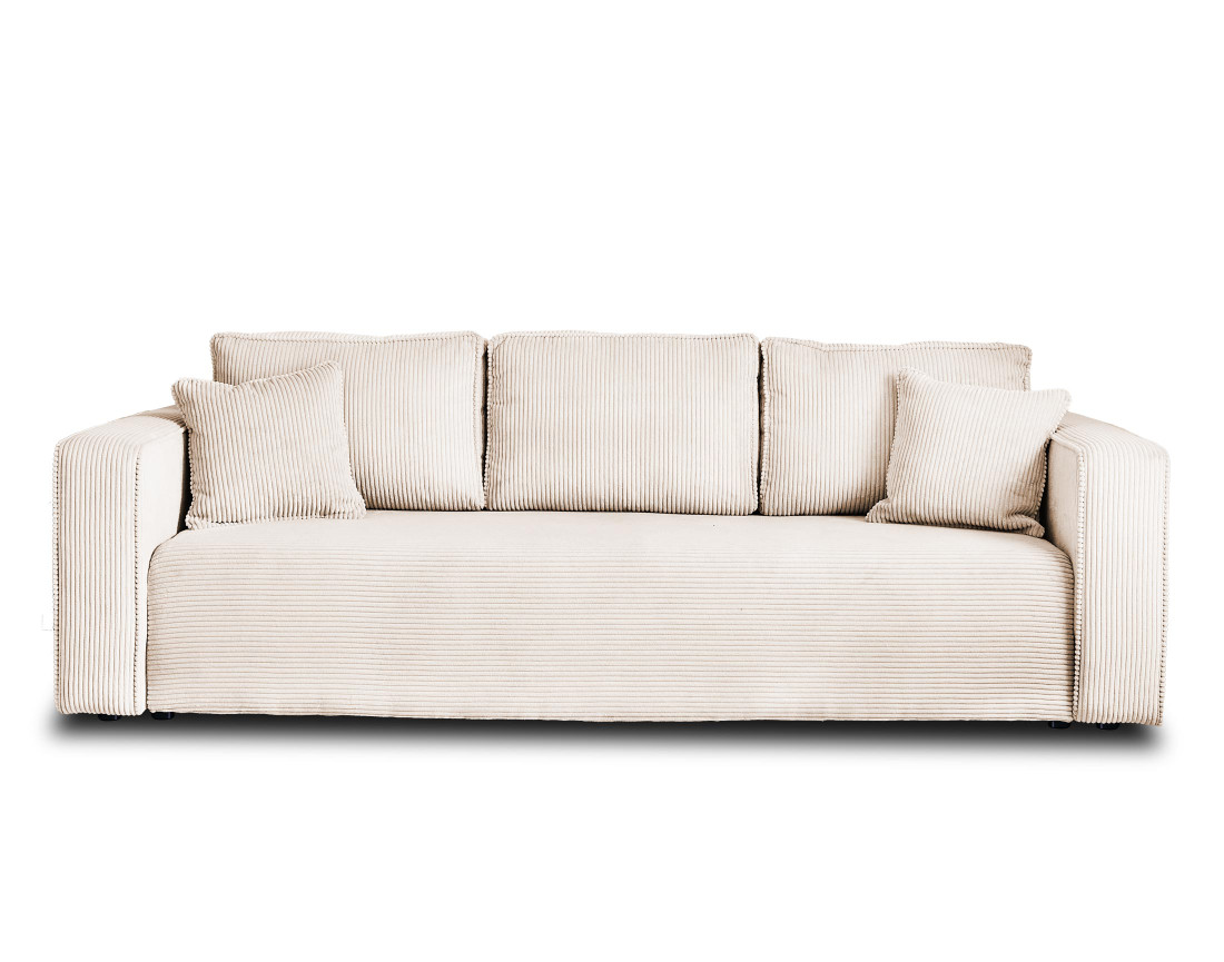 Canapé 3 places convertible avec coffre en velours côtelé Topaze