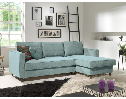 Canapé d'angle droit convertible avec coffre 4 places en velours côtelé Jake