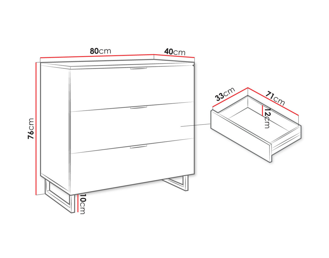 Commode bois et noir 80 cm Olympie