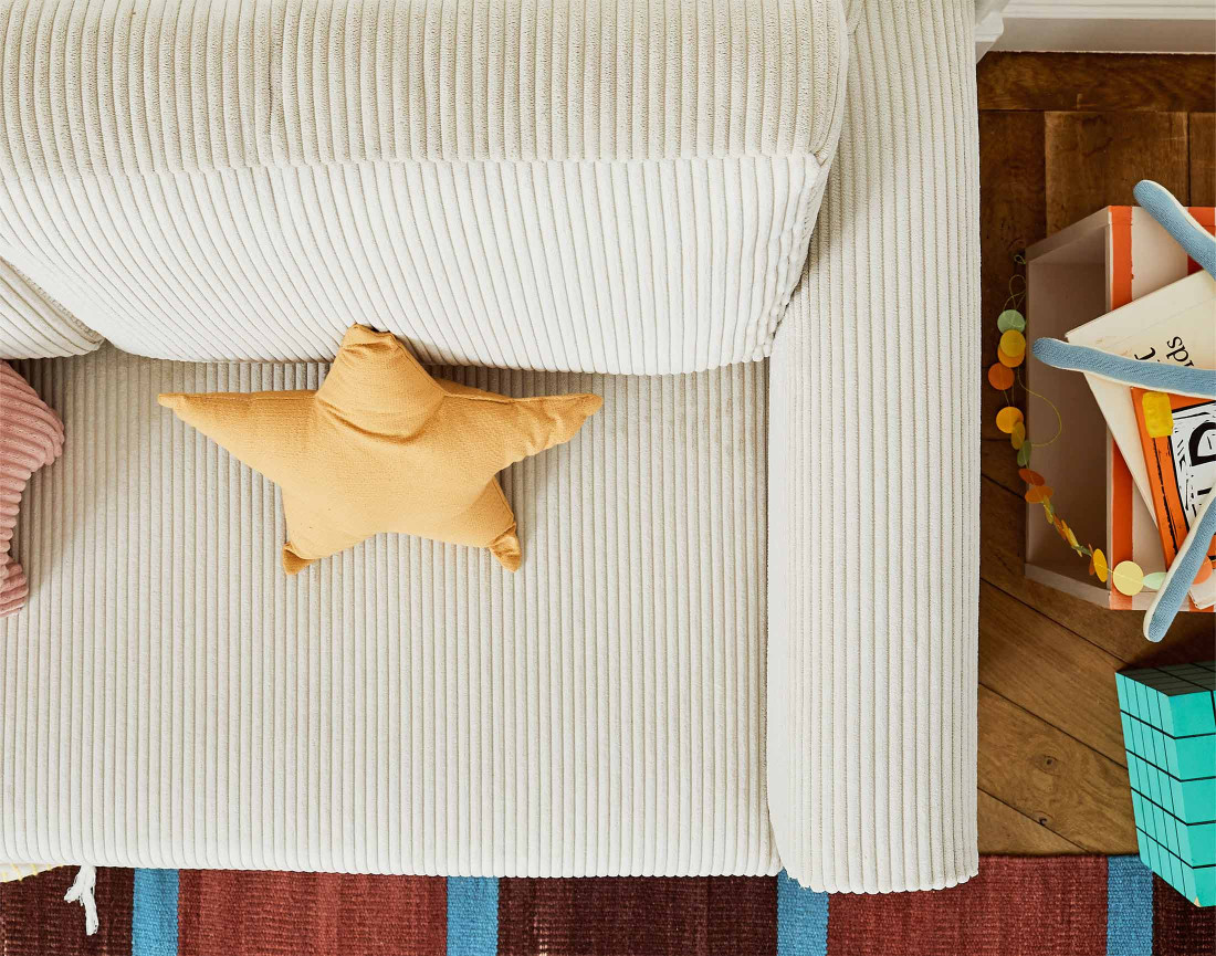 Canapé 2 places convertible déplimousse en velours côtelé Marilia