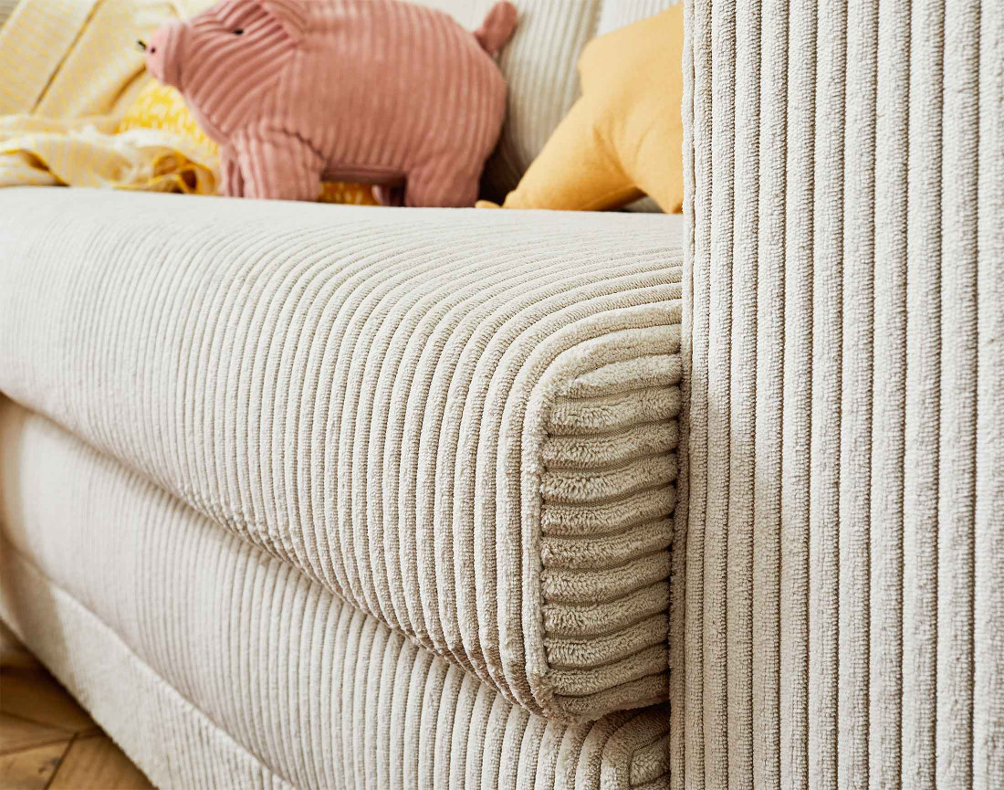 Canapé 2 places convertible déplimousse en velours côtelé Marilia