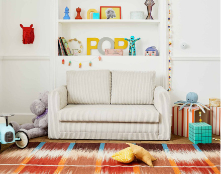 Canapé 2 places convertible déplimousse en velours côtelé Marilia