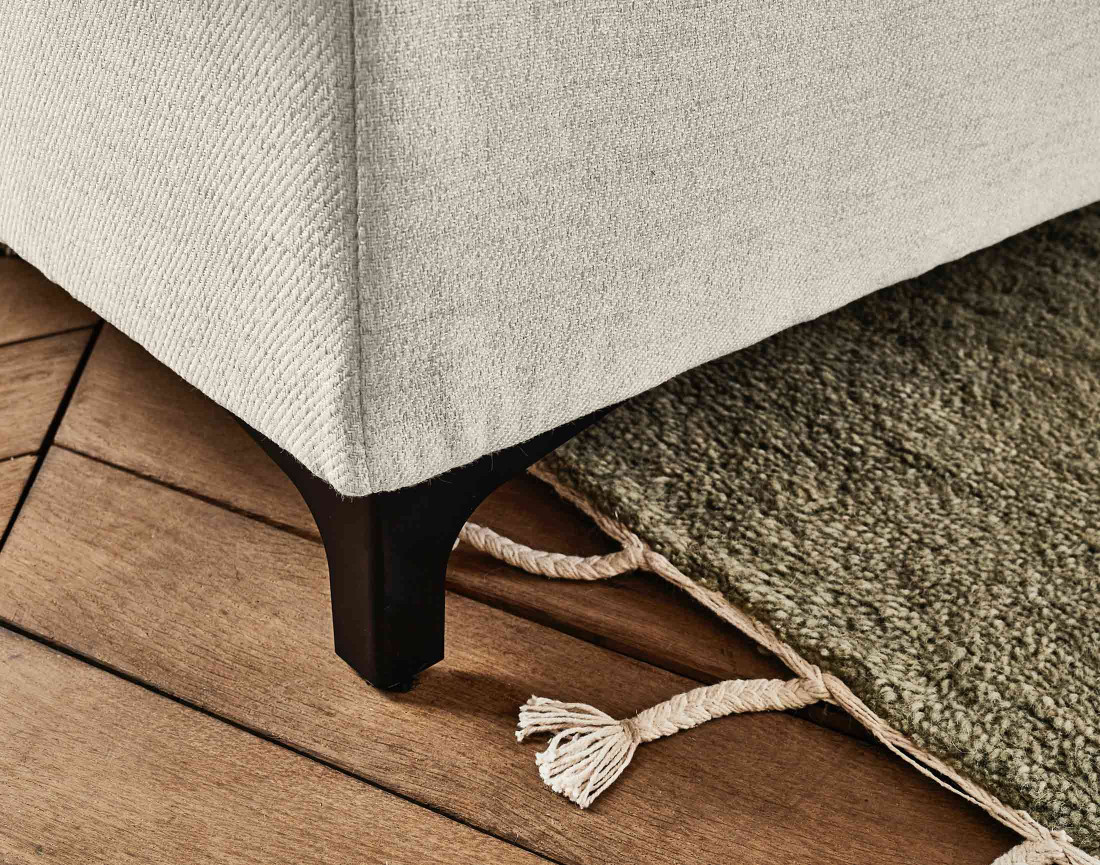 Canapé d'angle gauche 5 places convertible avec coffre et têtières en tissu Olinda