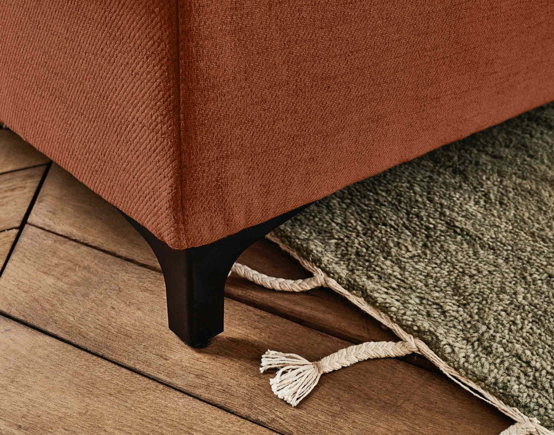 Canapé d'angle gauche 5 places convertible avec coffre et têtières en tissu Olinda