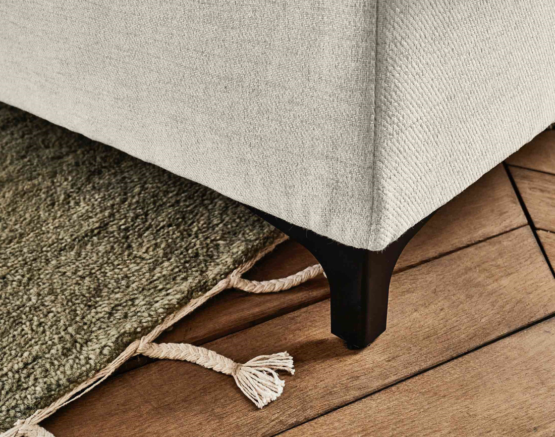 Canapé d'angle gauche 5 places convertible avec coffre et têtières réglables en tissu Olinda