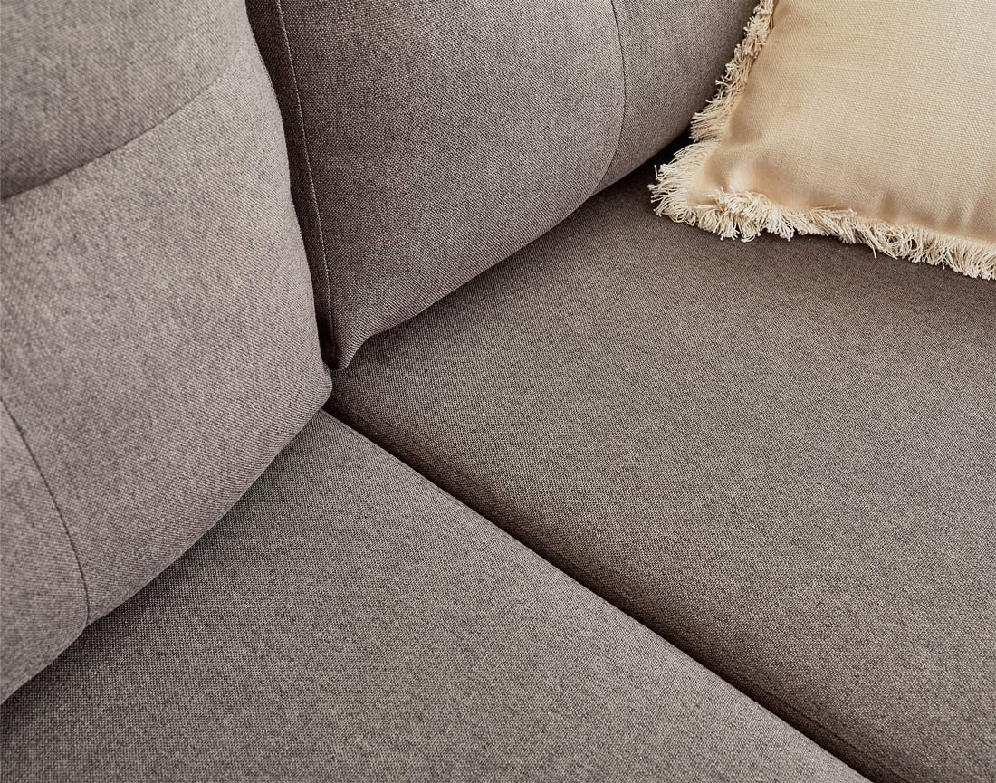 Canapé d'angle réversible 4 places convertible avec coffre en tissu Tulipe