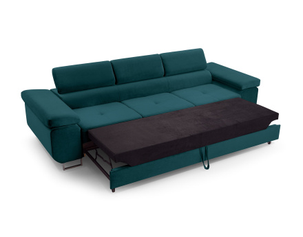 Canapé 3 places convertible avec têtières réglables en velours Pablo