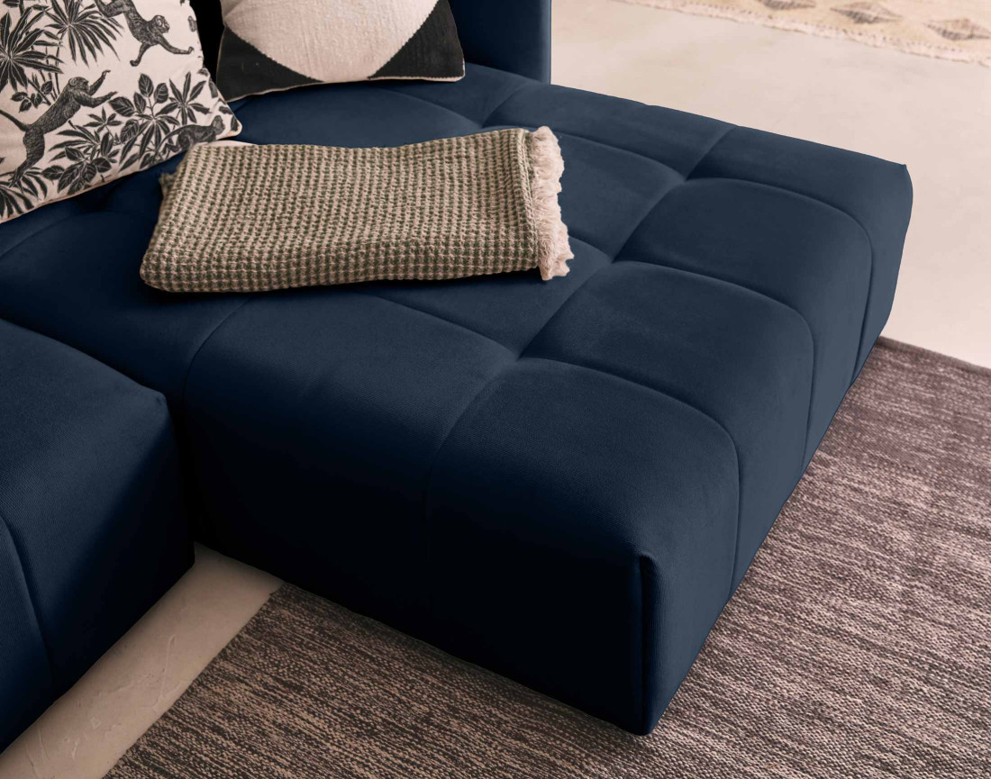 Canapé d'angle en velours - Petra - réversible convertible avec coffre - 4 places - en velours