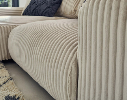 Canapé d'angle réversible 4 places en velours côtelé grosses côtes Garance