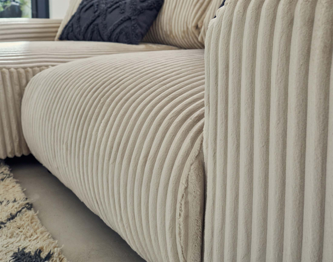 Canapé d'angle réversible 4 places en velours côtelé grosses côtes Garance