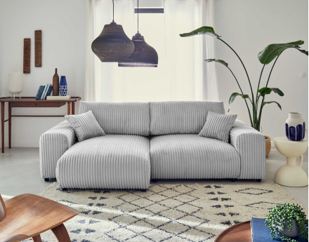 Canapé d'angle réversible 4 places en velours côtelé grosses côtes Garance