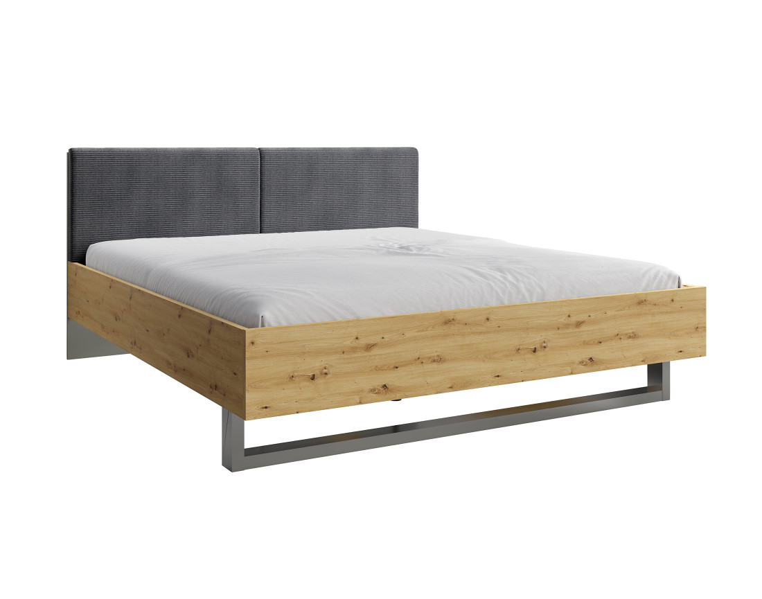 Lit 160x200 cm en bois et velours côtelé Nicosie