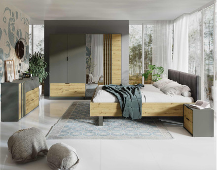 Lot de deux tables de chevet bois et gris 44 cm Nicosie