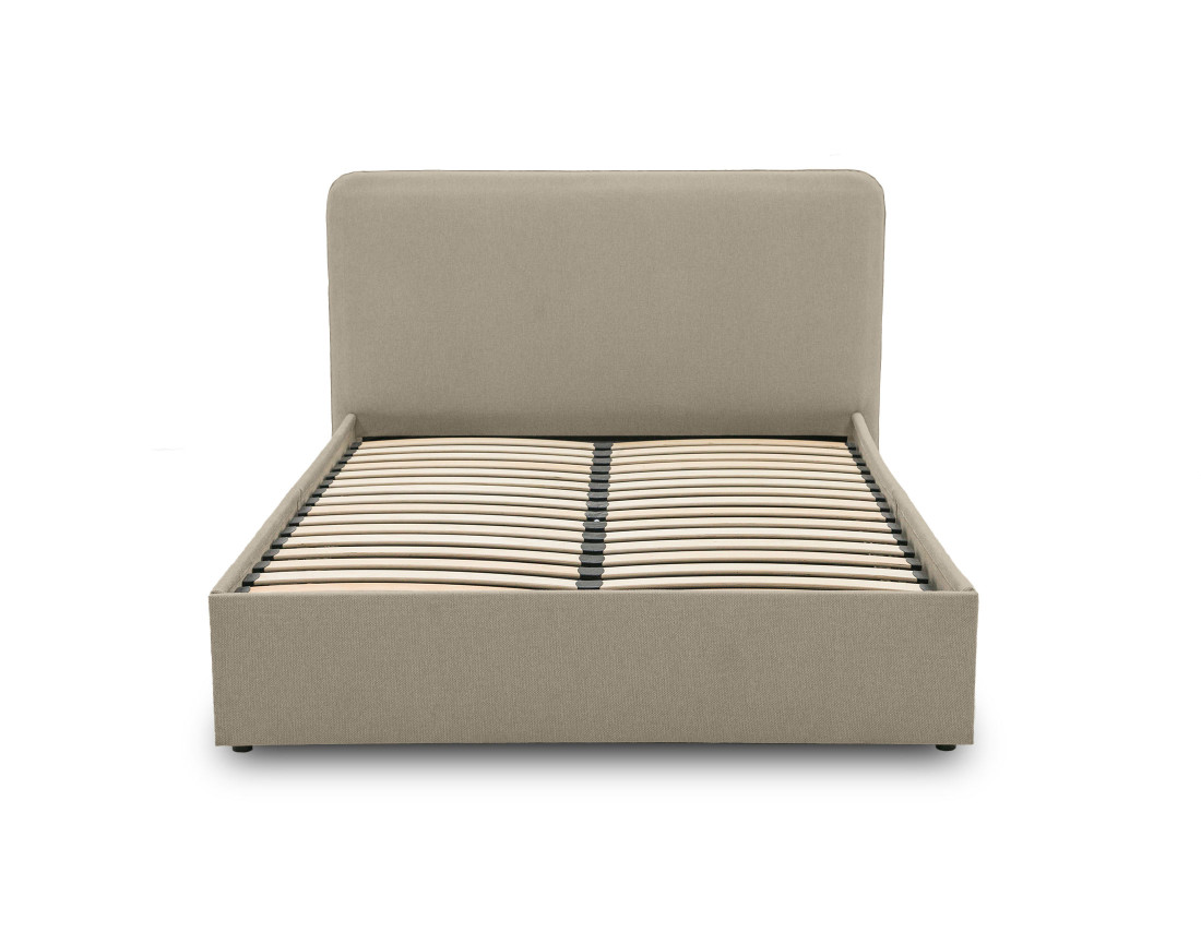 Lit coffre 140x190 cm avec sommier inclus en tissu Goyave